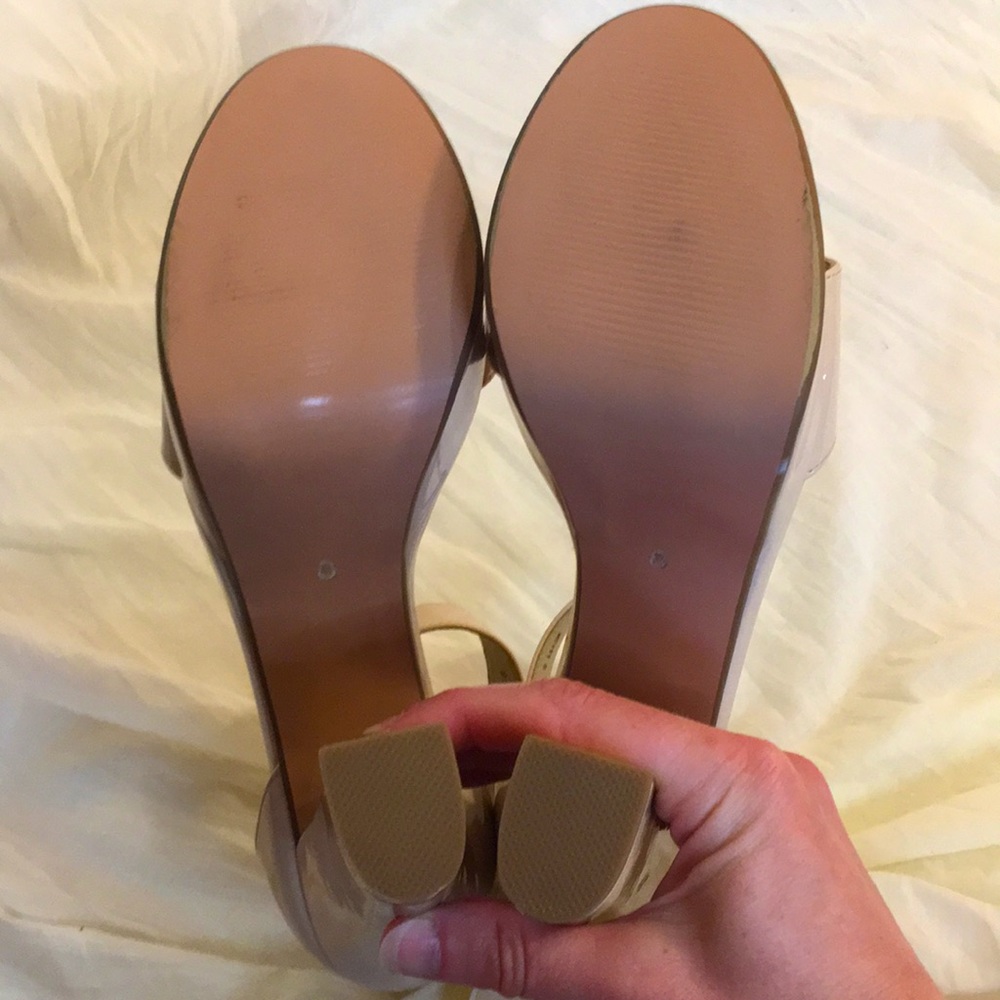 Nude Patent Leather Platform Sandals with Ankle Strap Size 8 - Picture 4 of 4